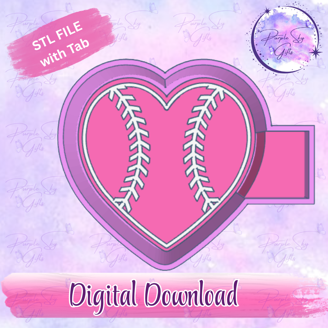 Heart Shaped Baseball Mold Housing STL Digital File