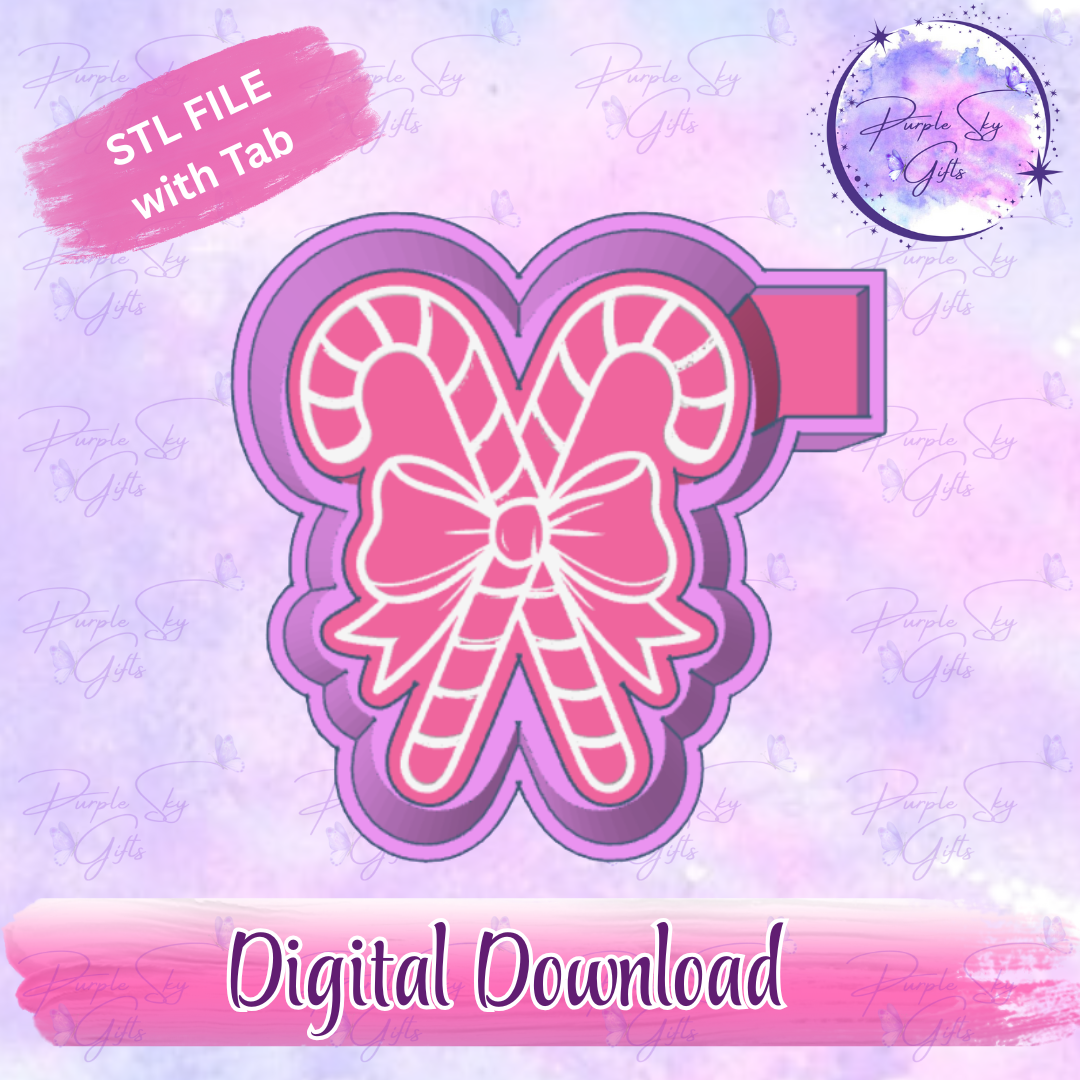 Candy Canes with Bow Mold Housing STL Digital File