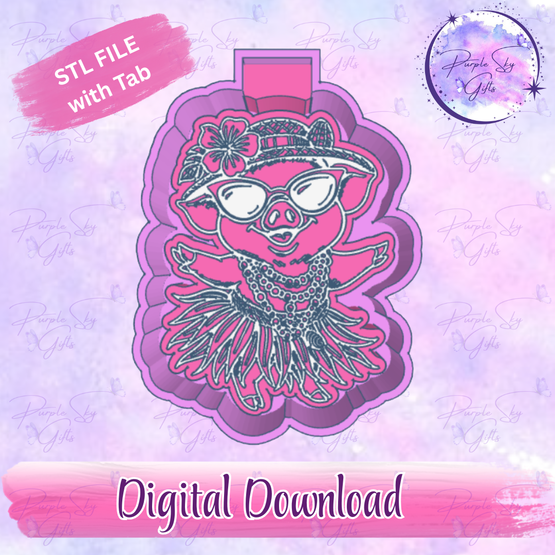 Cute Hula Pig Mold Housing STL Digital File