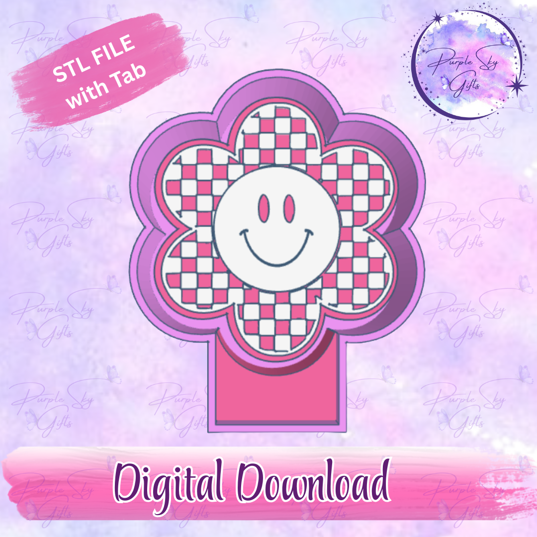 Checkered Print Flower Housing STL Digital File
