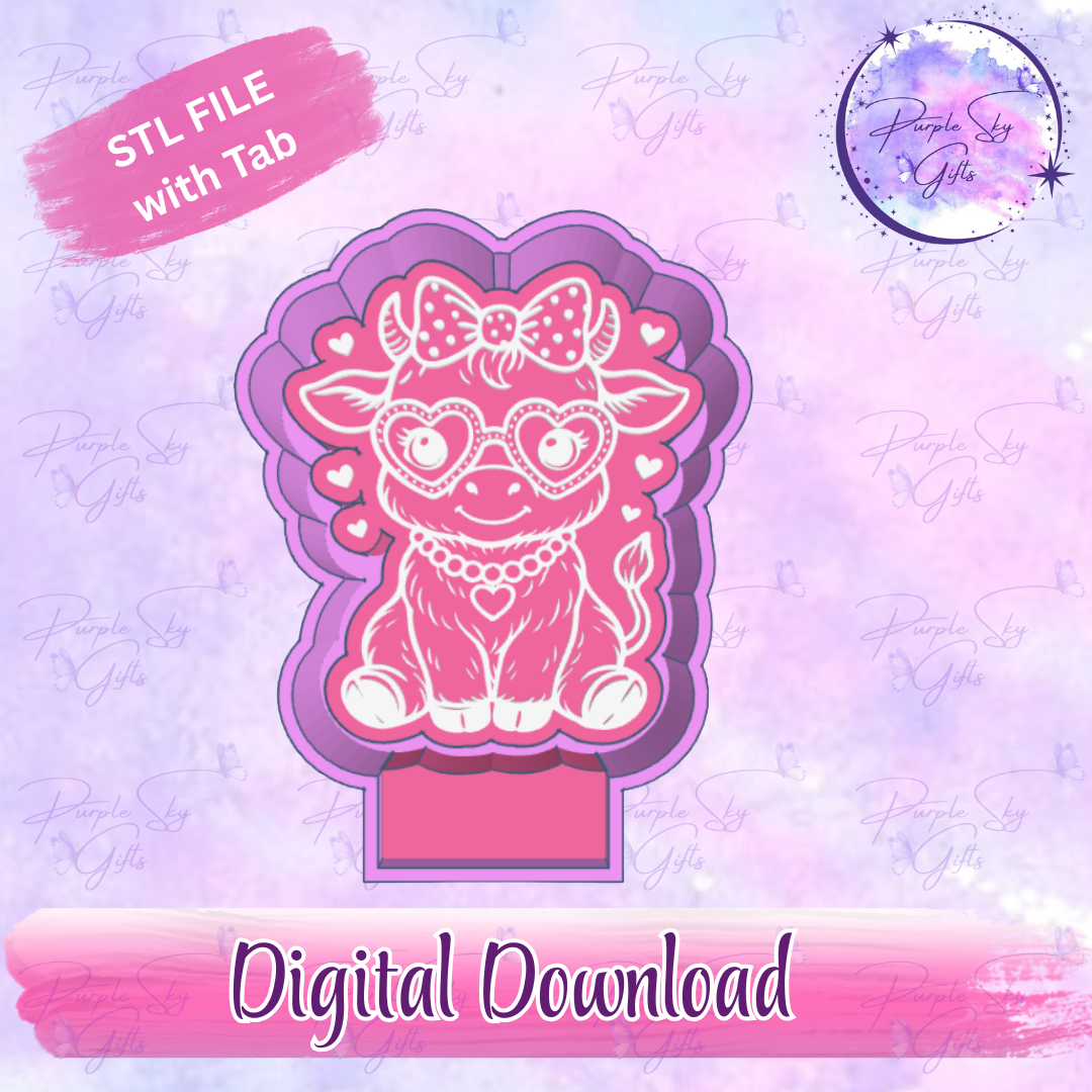 Highland Cow with Glasses Freshie Mold Housing STL Digital File
