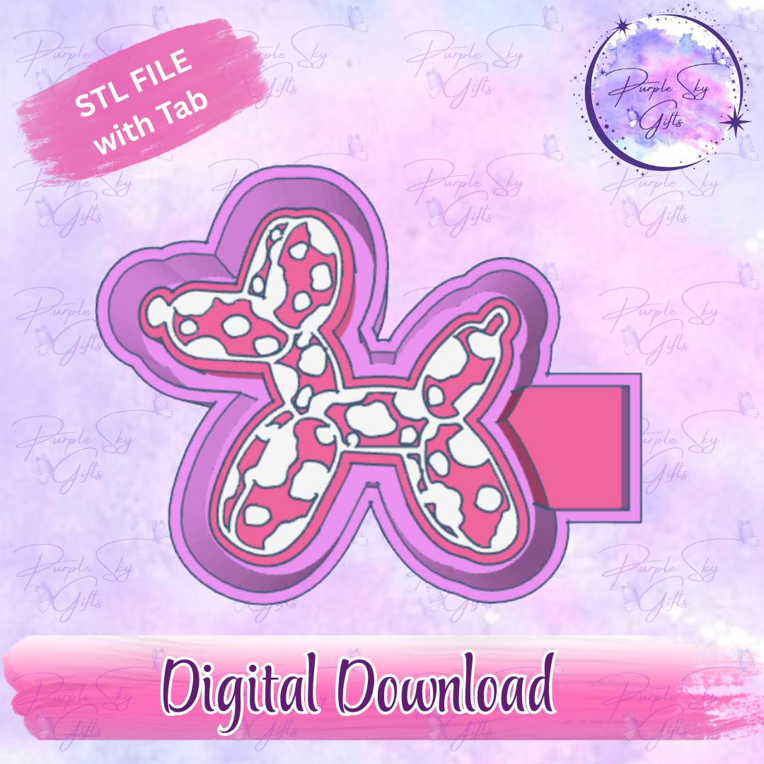Cow Print Balloon Dog Freshie Mold Housing STL Digital File