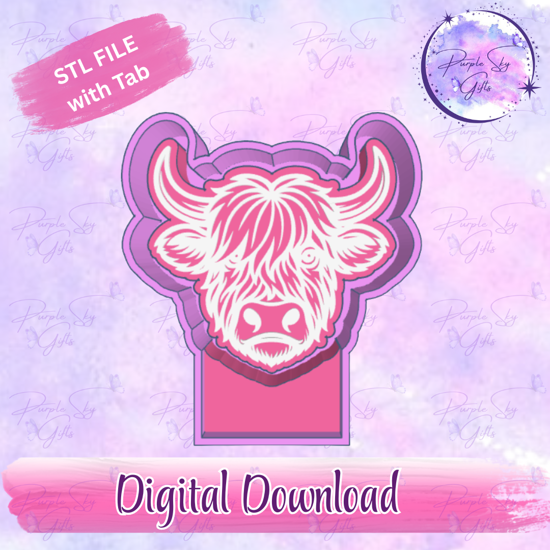 Highland Cow Head Freshie Mold Housing STL Digital File