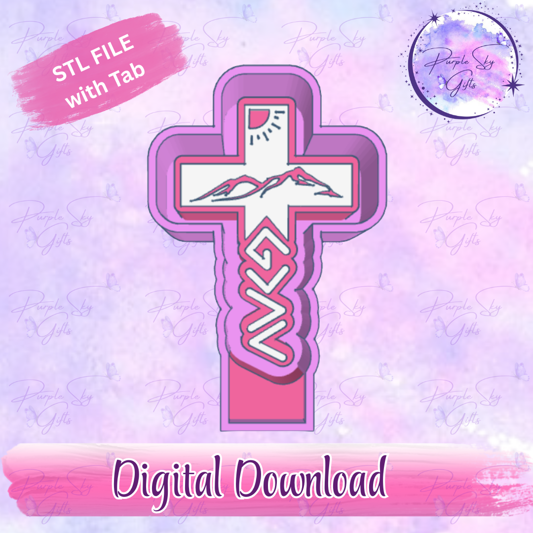 God Is Greater Cross Mountain Scene Freshie Mold Housing STL Digital File