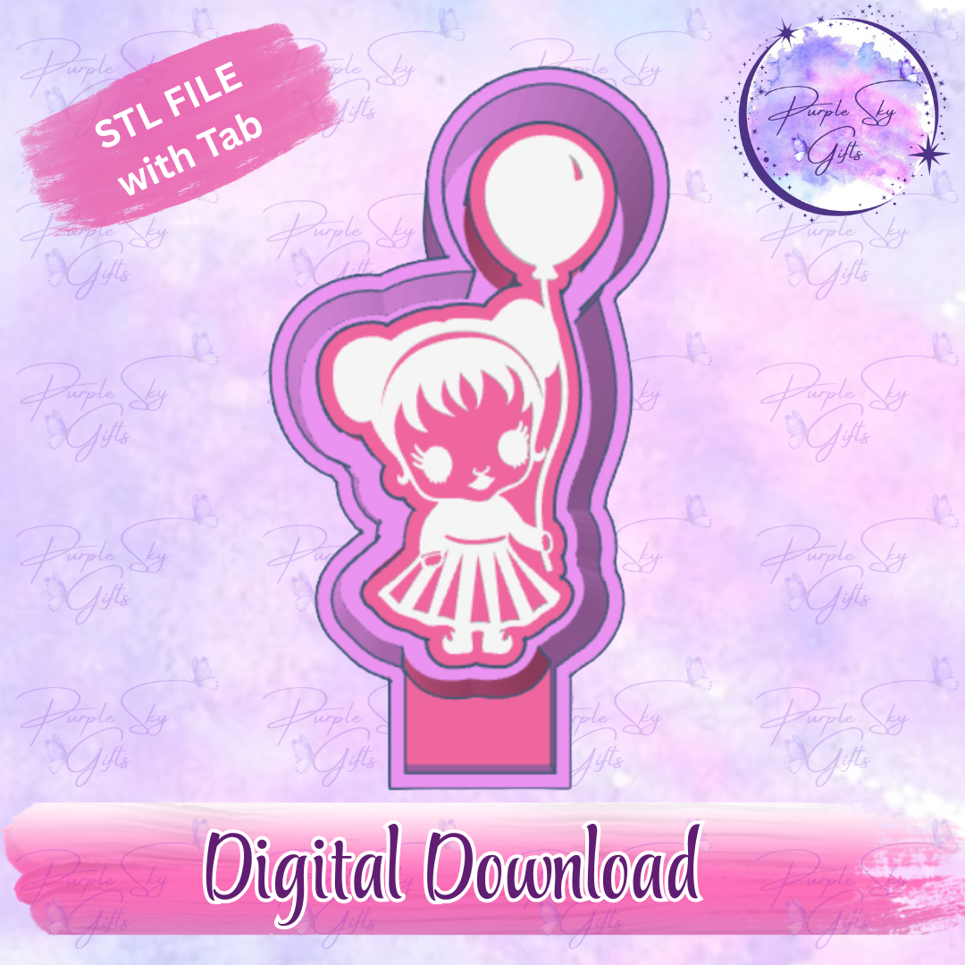 Gothic Creepy Doll Girl With Red Balloon Freshie Mold Housing STL Digital File