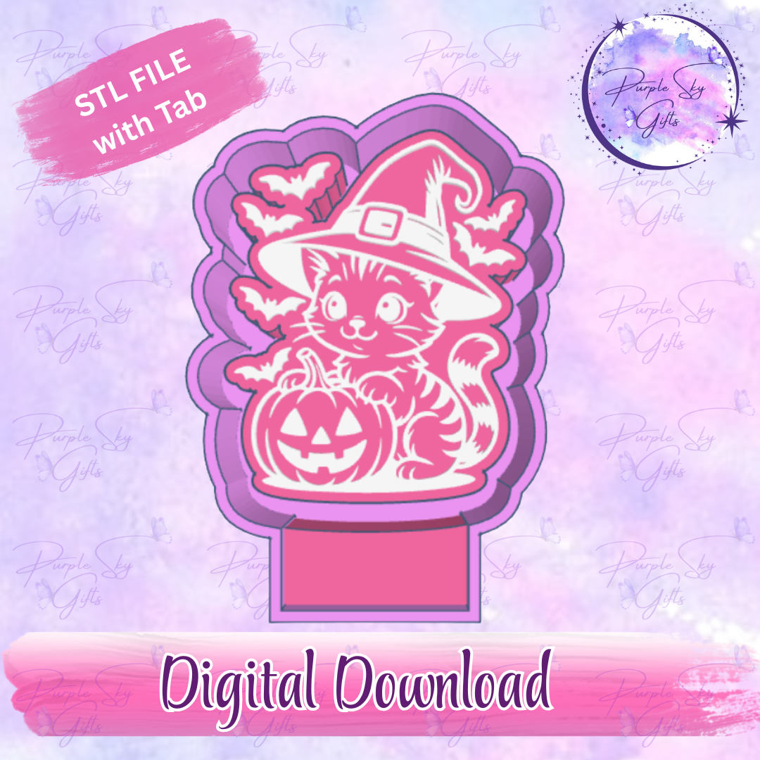 Halloween Witch Cat Freshie Mold Housing STL Digital File