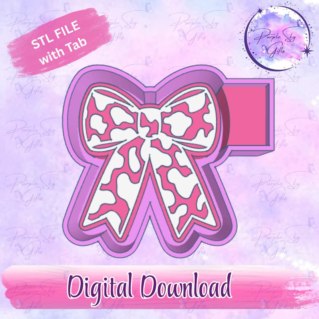 Cow Print Bow Mold Housing STL Digital File