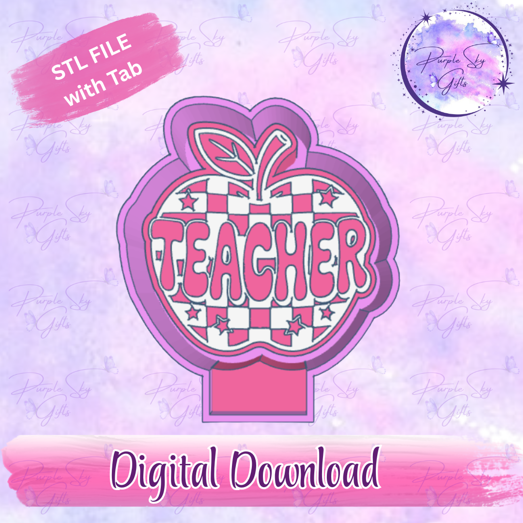 Checkered Print Teacher Apple Mold Housing STL Digital File