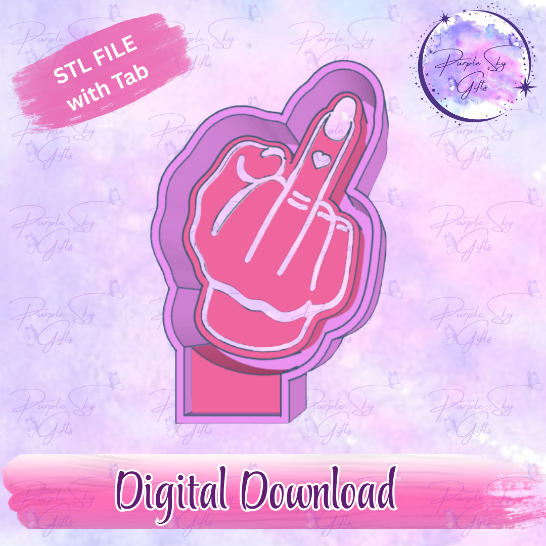 Middle Finger Heart Tattoo Freshie Mold Housing STL Digital File
