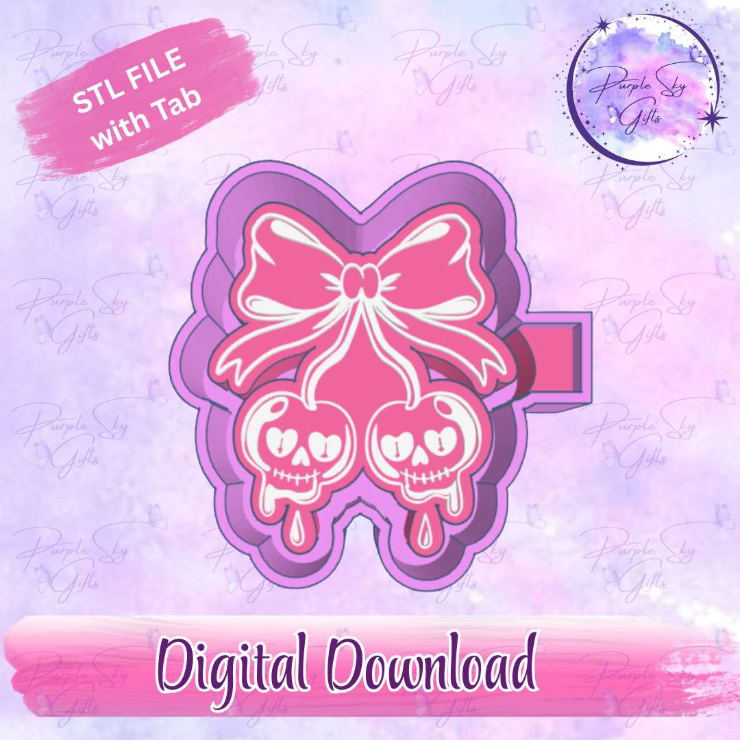 Cherry Skulls with Bow Freshie Mold Housing STL Digital File