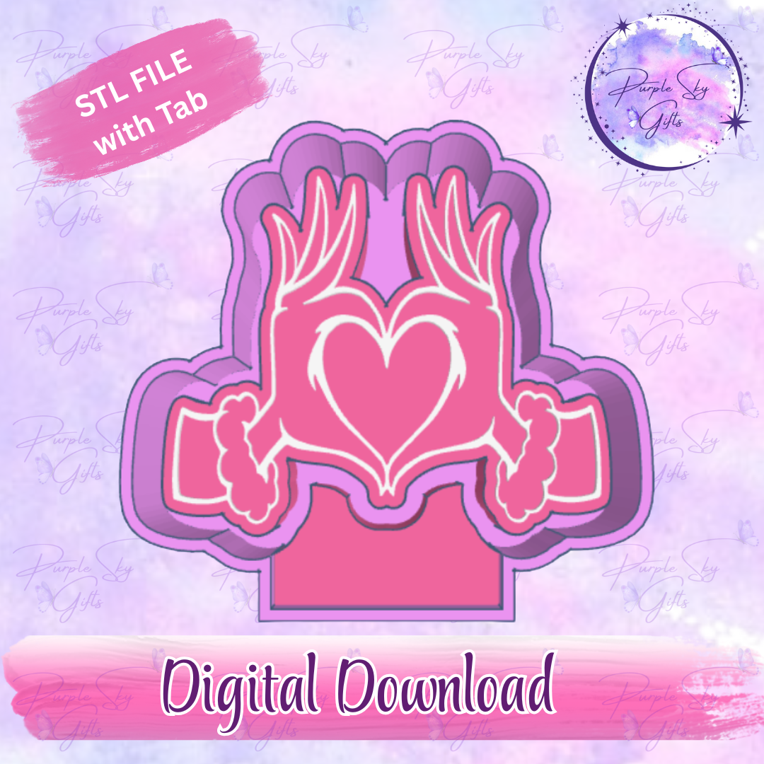 Green Guy Hand Heart Freshie Mold Housing STL Digital File
