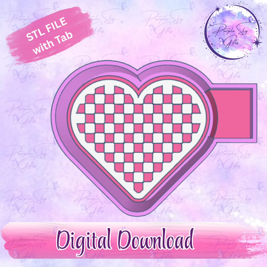 Checkered Print Heart Mold Housing STL Digital File