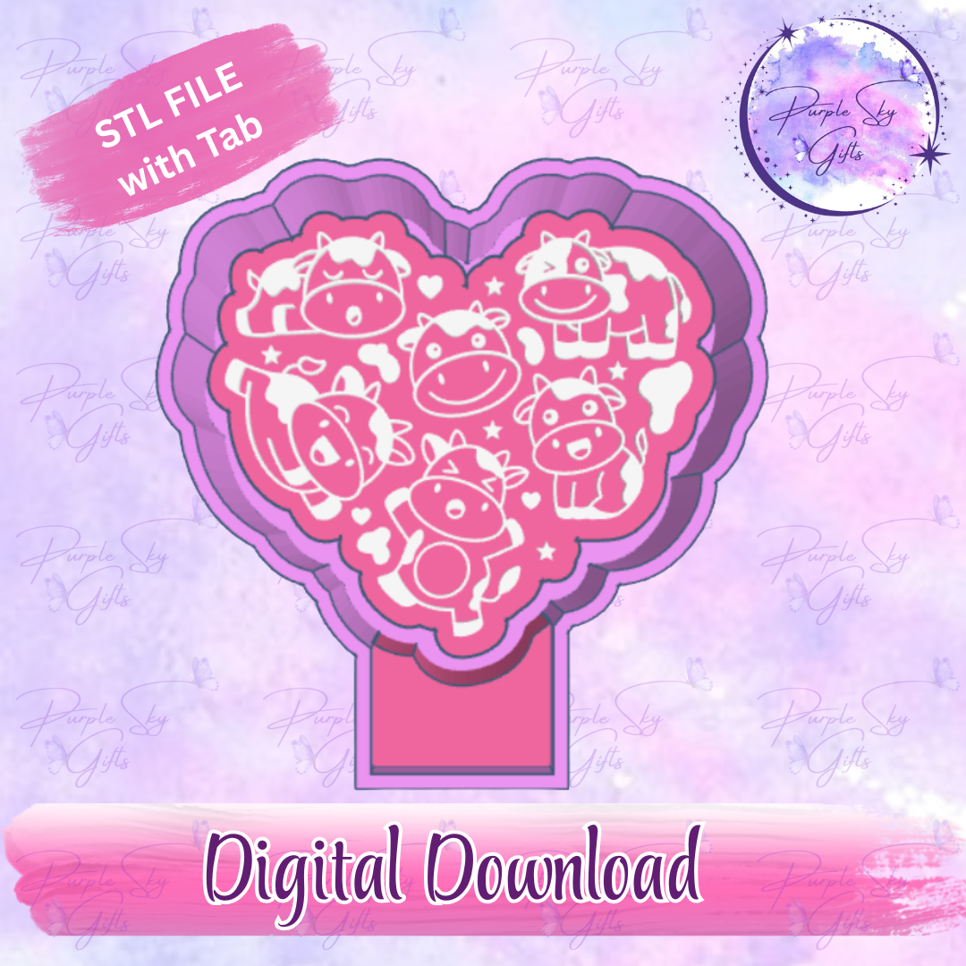 Cute Cow Heart Freshie Mold Housing STL Digital File