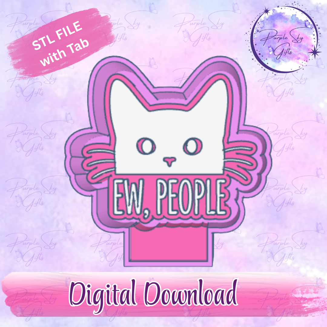 Ew, People Black Cat Freshie Mold Housing STL Digital File