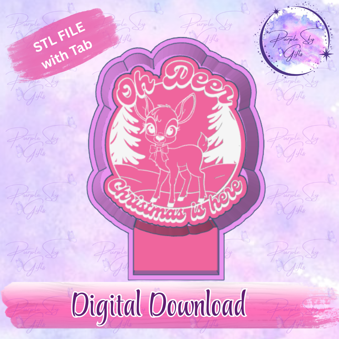 Oh Deer Christmas Is Here Freshie Mold Housing STL Digital File