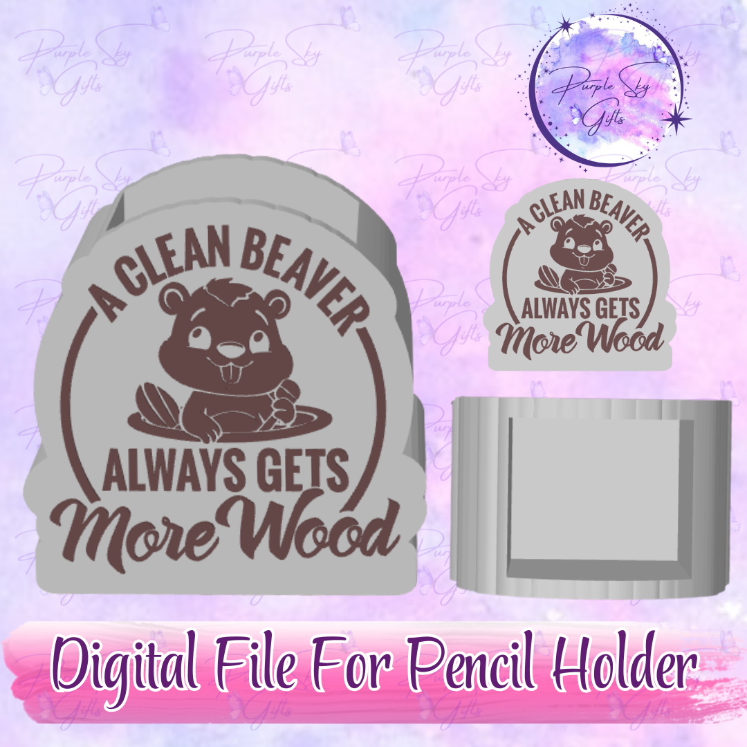 A Clean Beaver Gets More Wood STL and 3MF DIGITAL FILES For Desk Pencil Holder