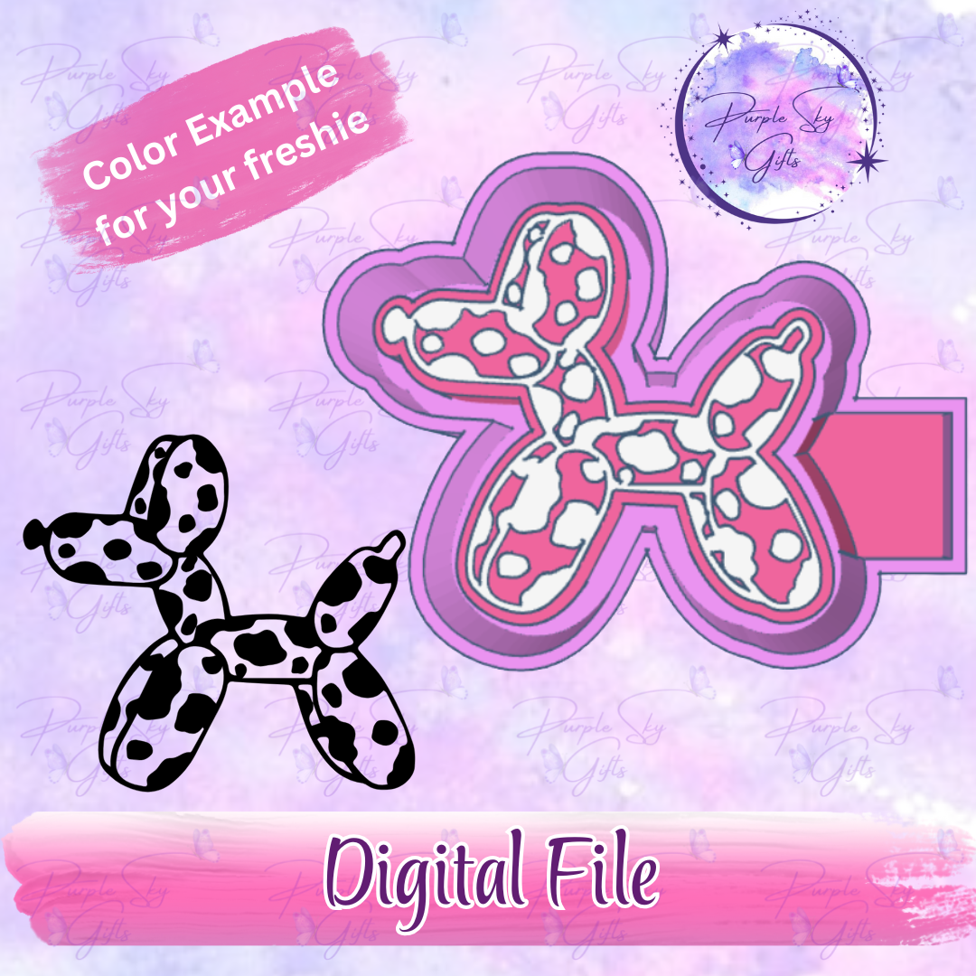 Cow Print Balloon Dog Freshie Mold Housing STL Digital File