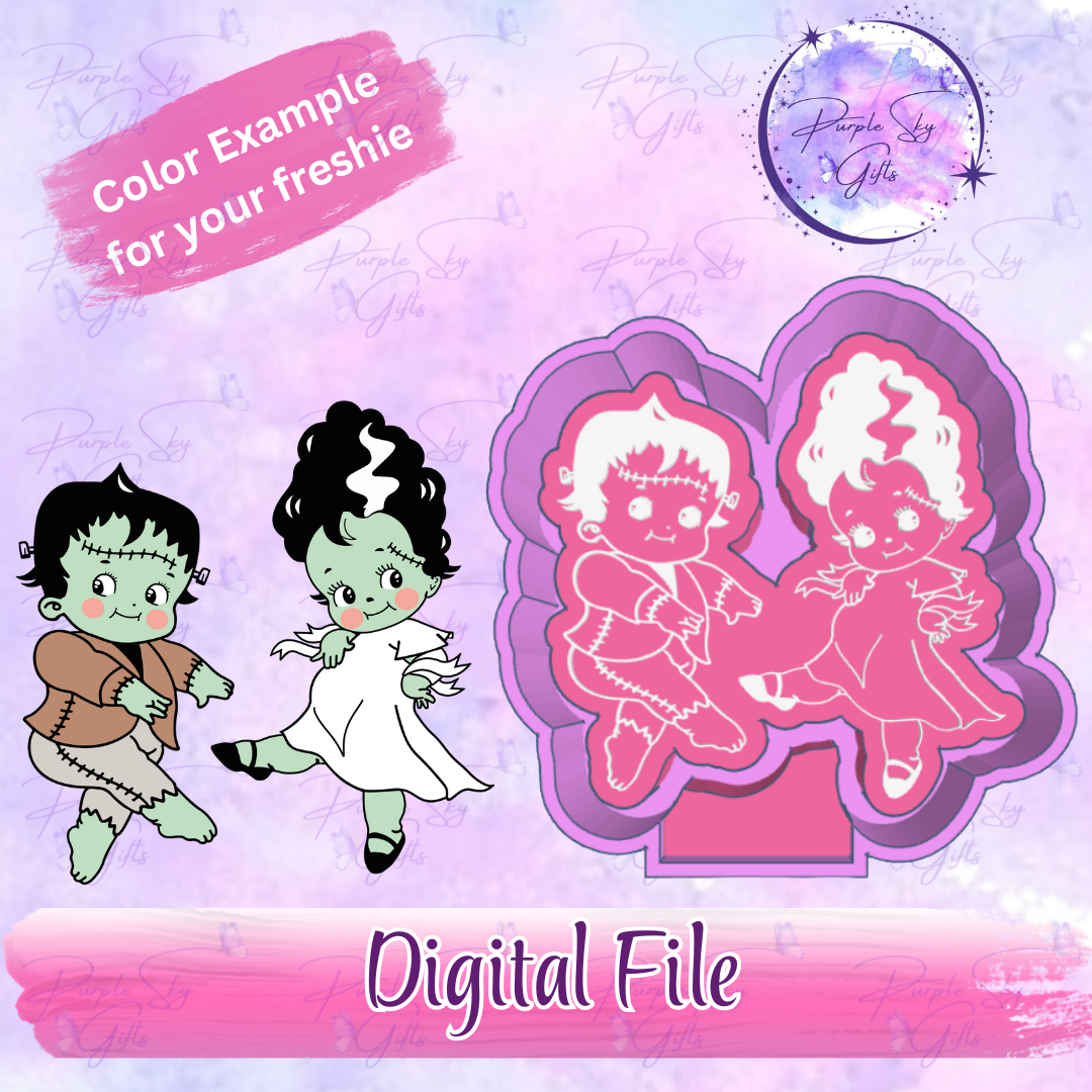 Baby Frankenstein and Bride Freshie Mold Housing STL Digital File
