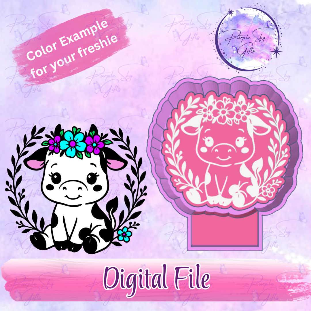 Floral Wreath Cow Freshie Mold Housing STL Digital File