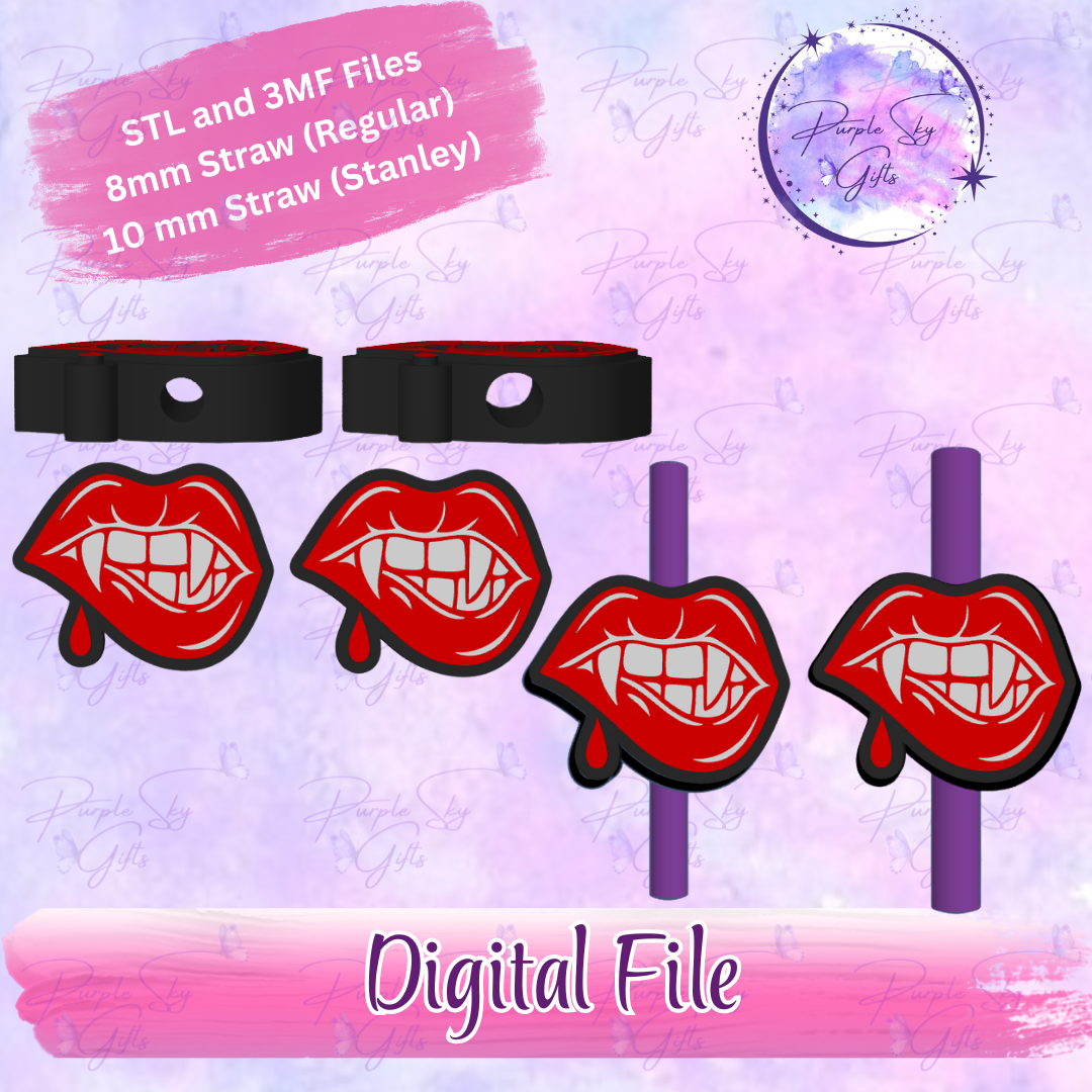 Bloody Vampire 8mm and 10mm STL and 3MF DIGITAL FILES For Straw Topper