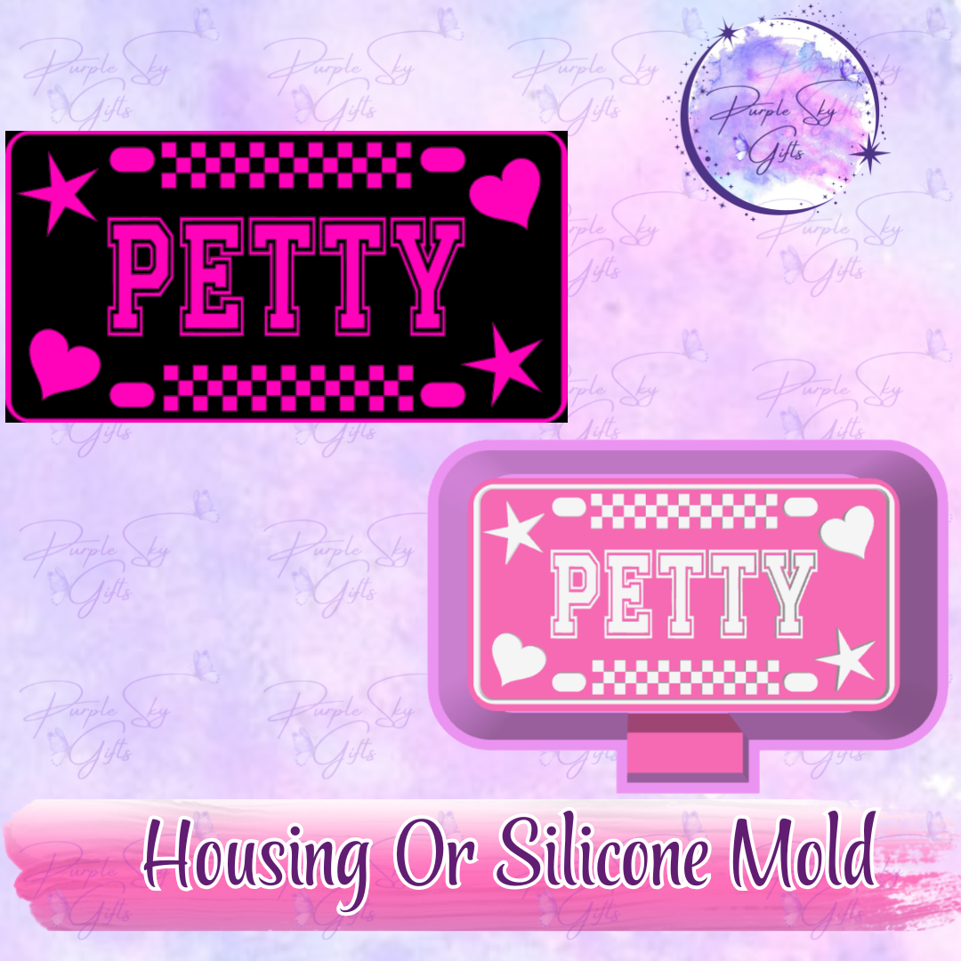 Checkered Print Petty Stars and Hearts License Plate Freshie Mold Housing or Silicone Mold