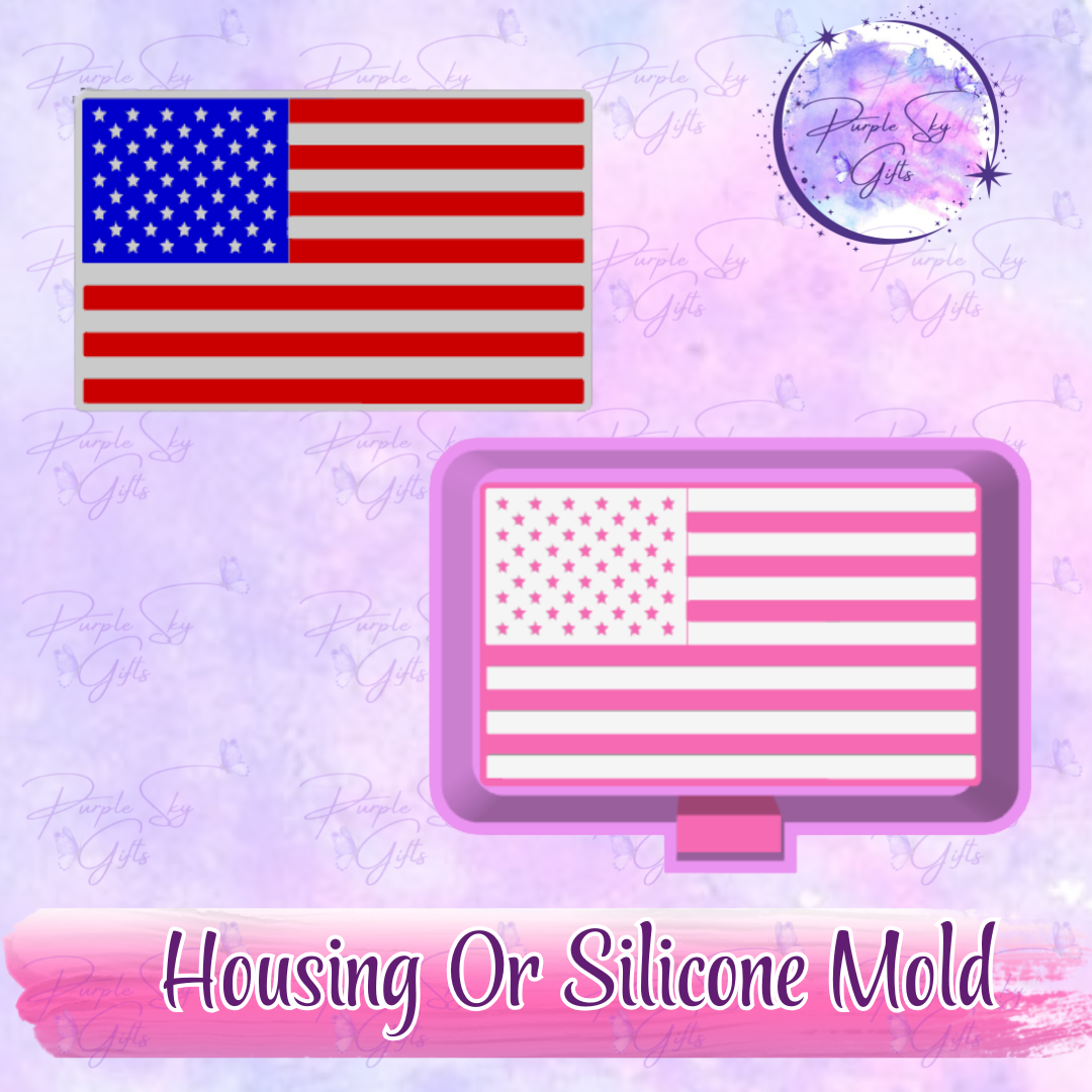 American Flag Freshie Mold Housing or Silicone Mold