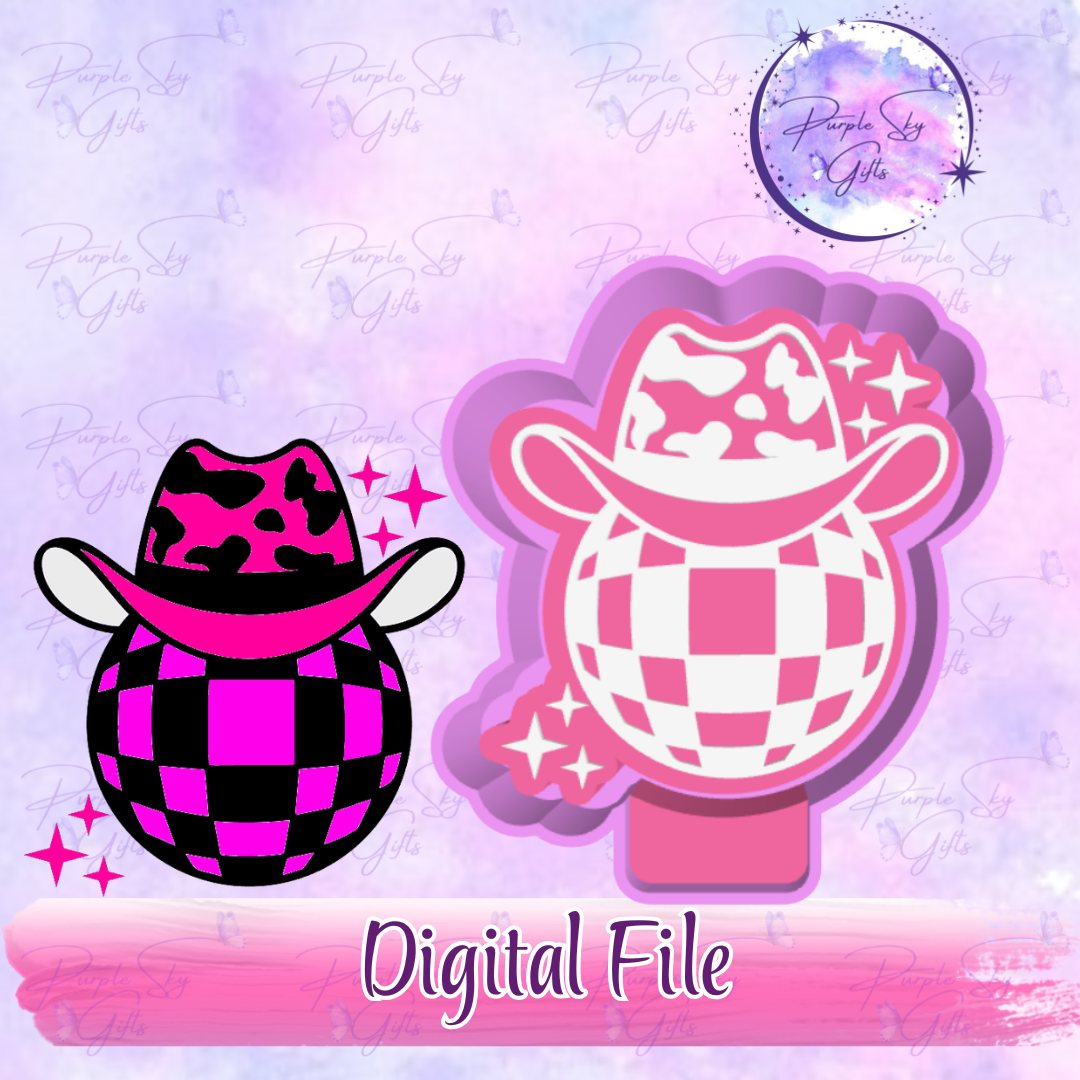 Disco Ball Cow Print Hat Freshie Mold Housing STL Digital File