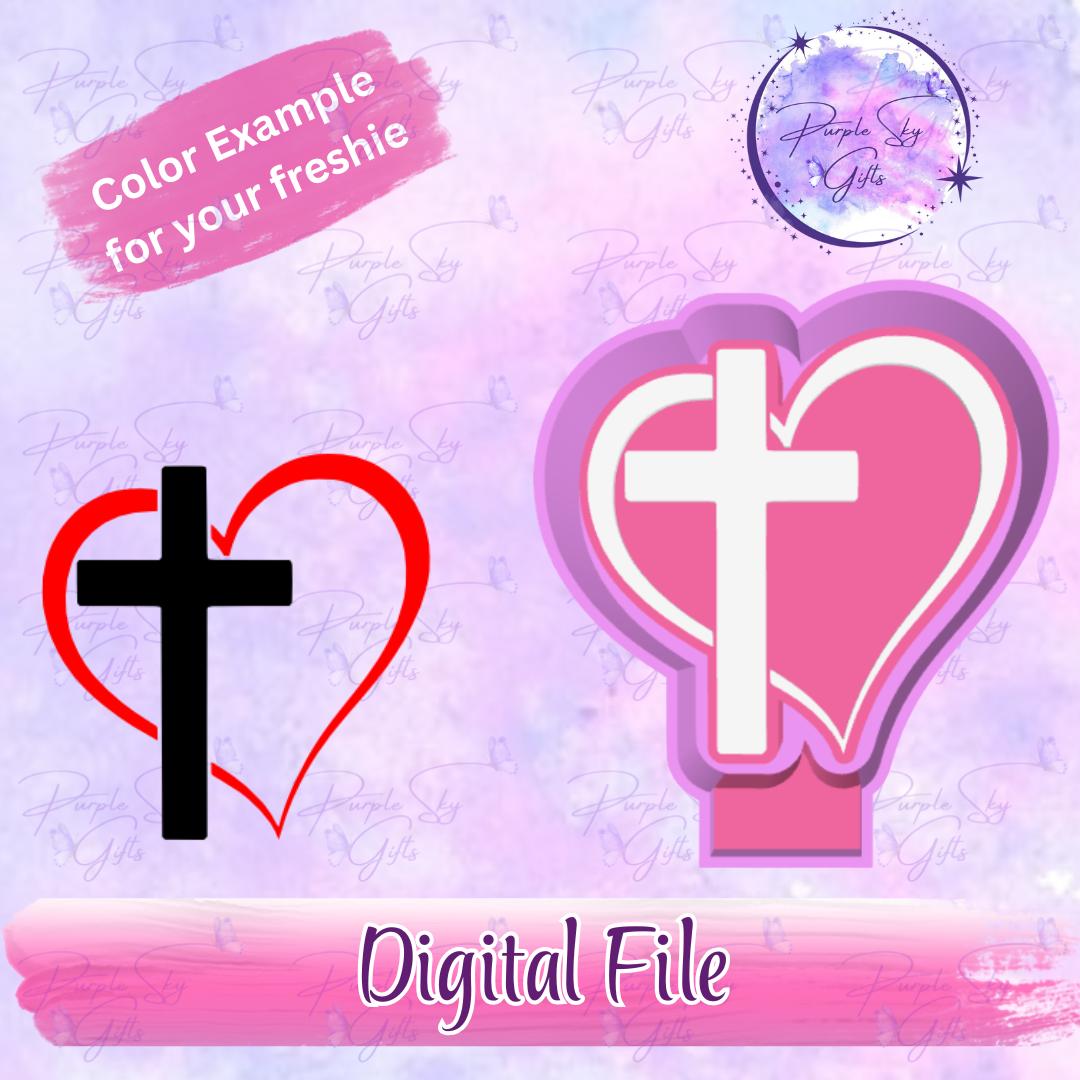 Heart and Cross Christian Faith Freshie Mold Housing STL Digital File