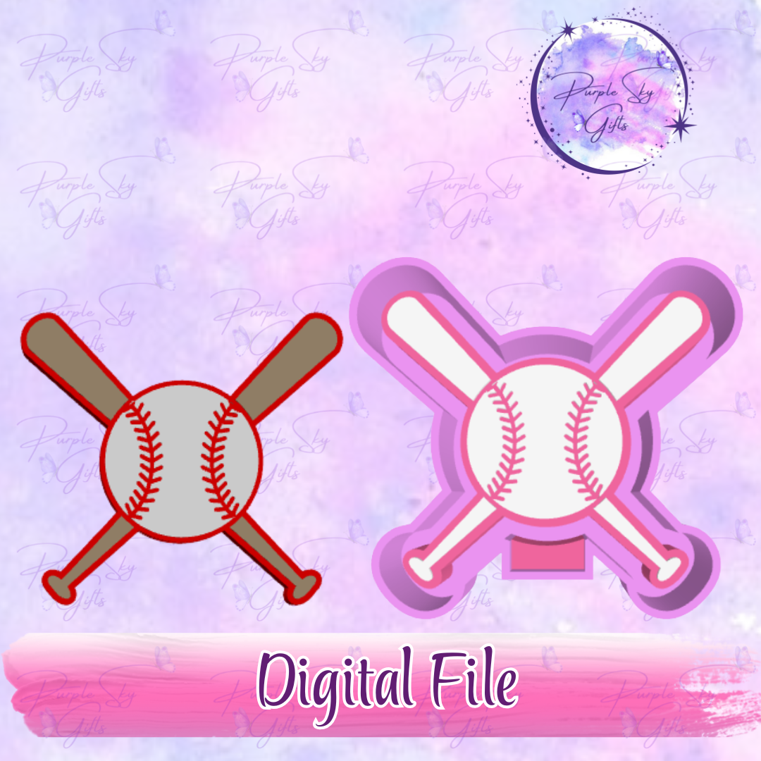Baseball and Two Bats Freshie Mold Housing STL Digital File