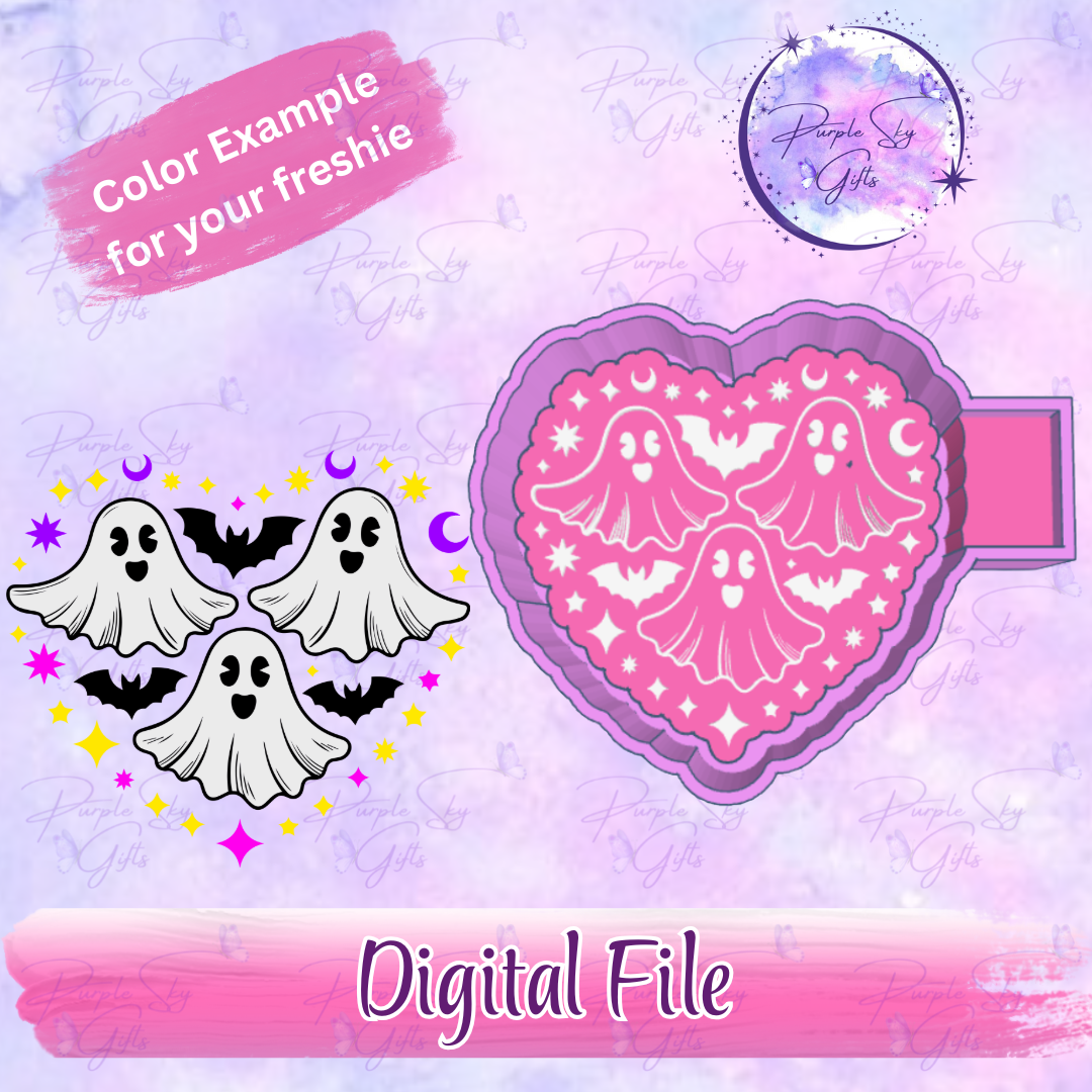 Halloween Bats and Ghosts Heart Shaped Mold Housing STL Digital File