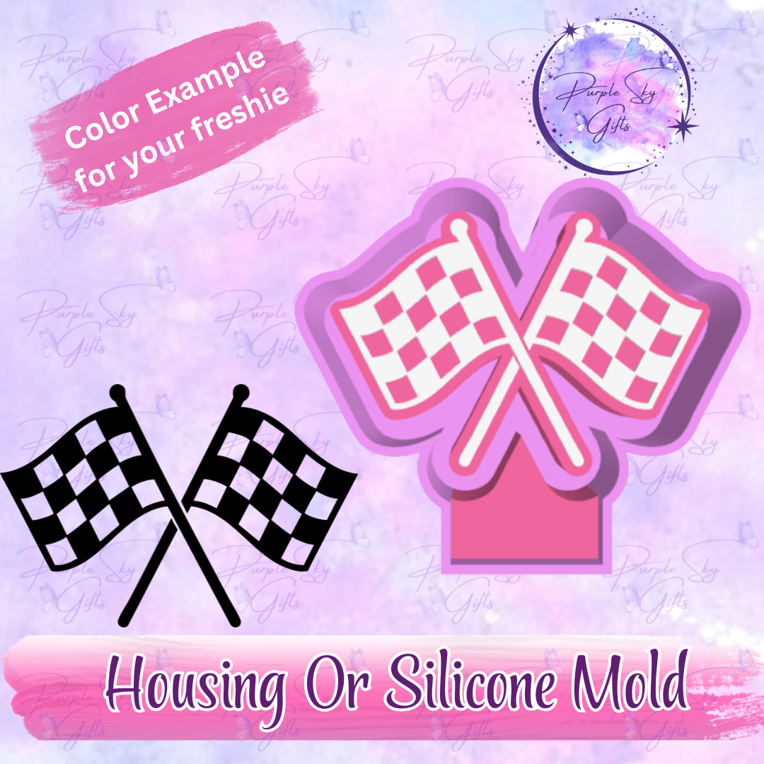 Checkered Flag Racing Freshie Mold Housing or Silicone Mold