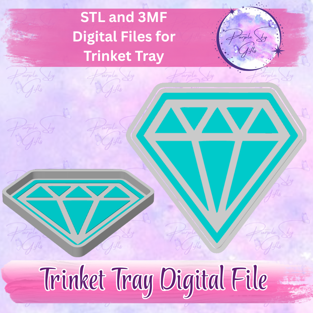 Diamond Trinket Tray Digital STL and 3MF Files
