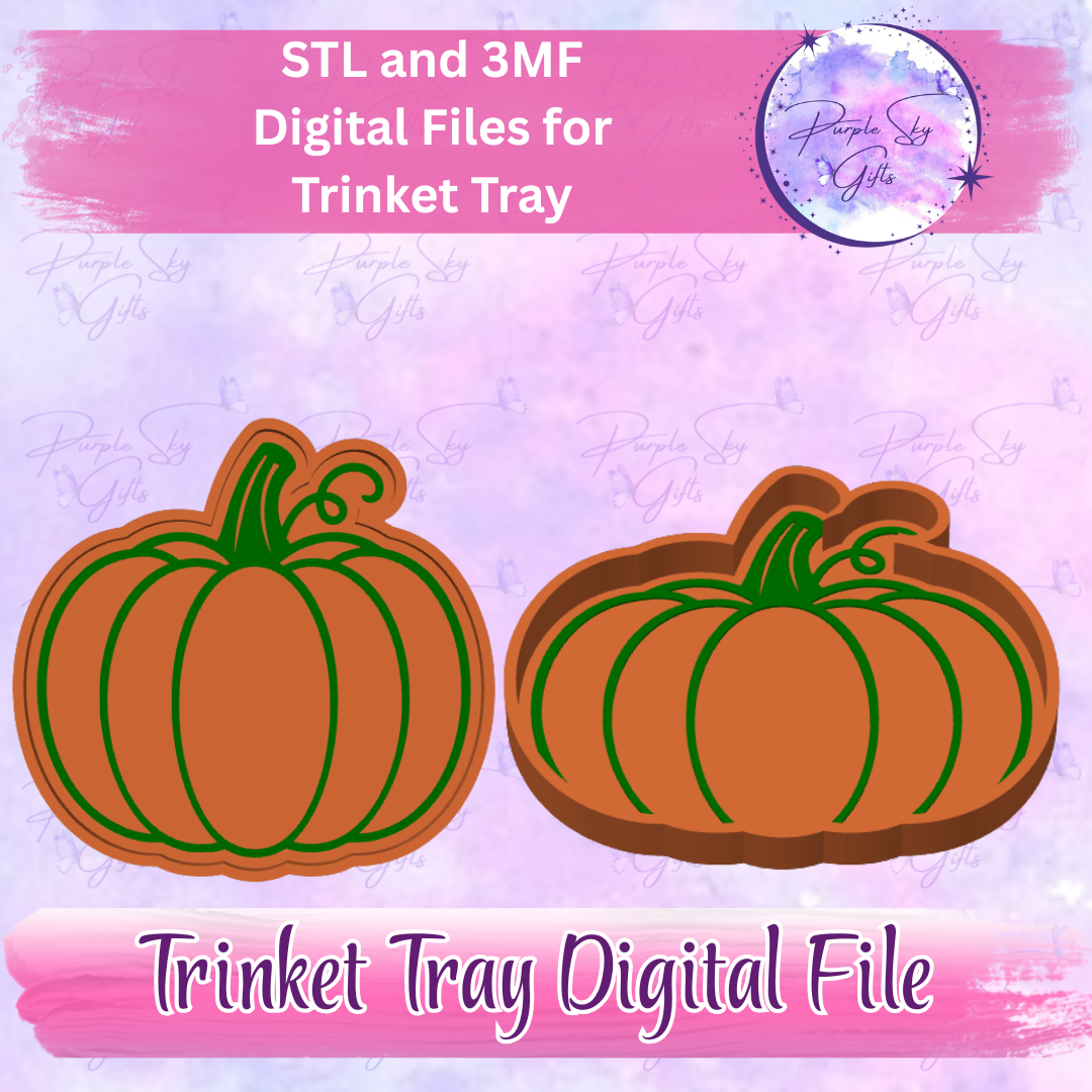 Pumpkin With Vine Trinket Tray Digital STL and 3MF Files