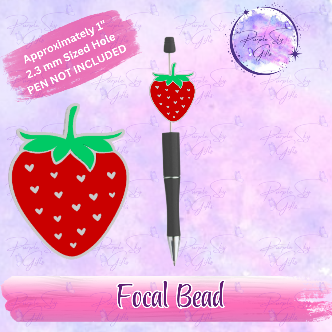 Heart Strawberry Focal Bead