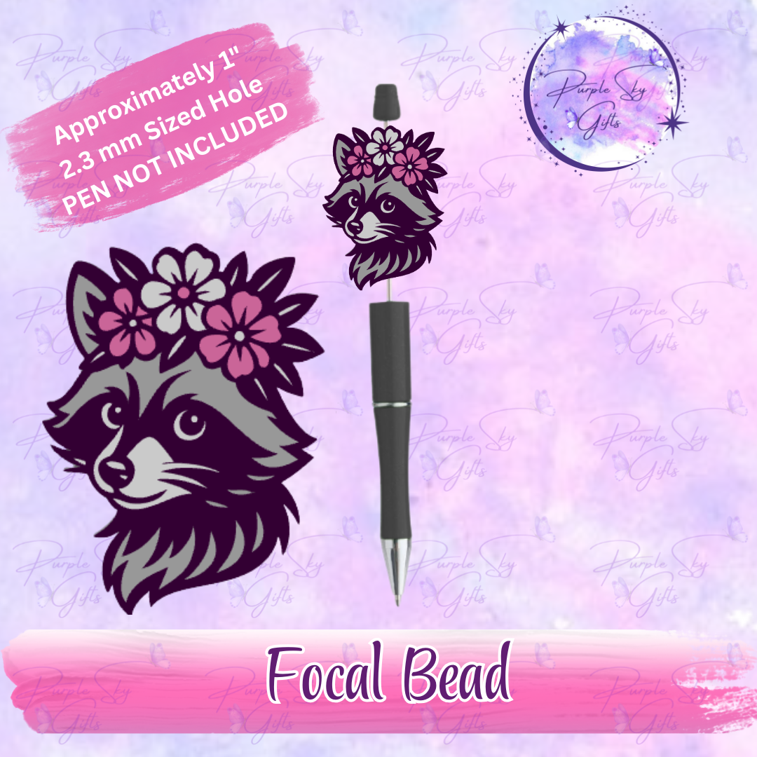Floral Raccoon Focal Bead