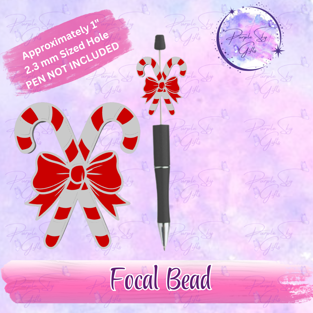 Candy Canes With Bow Focal Bead