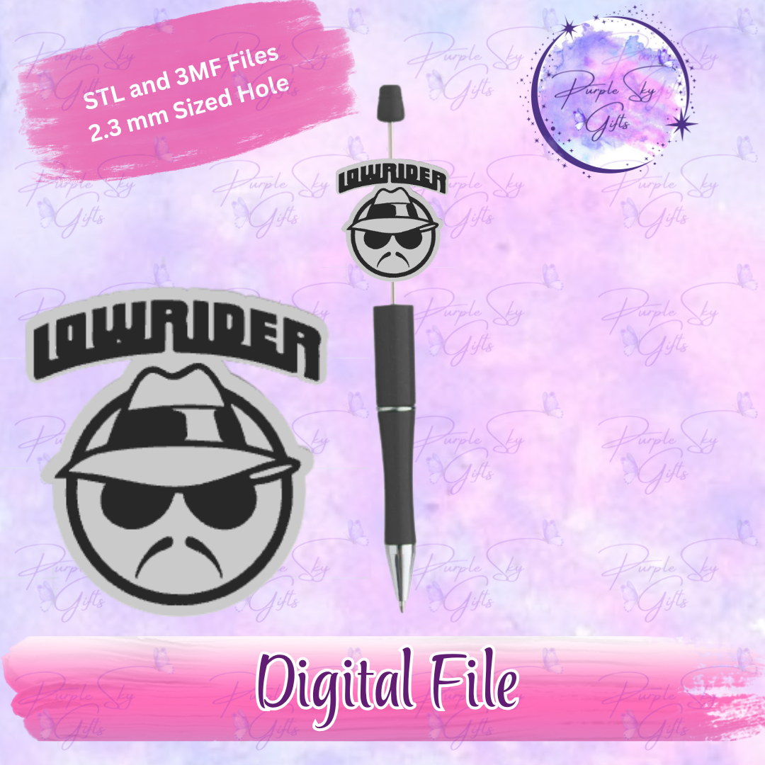 Lowrider Man Male with Wording Focal Bead Digital STL and 3MF Files