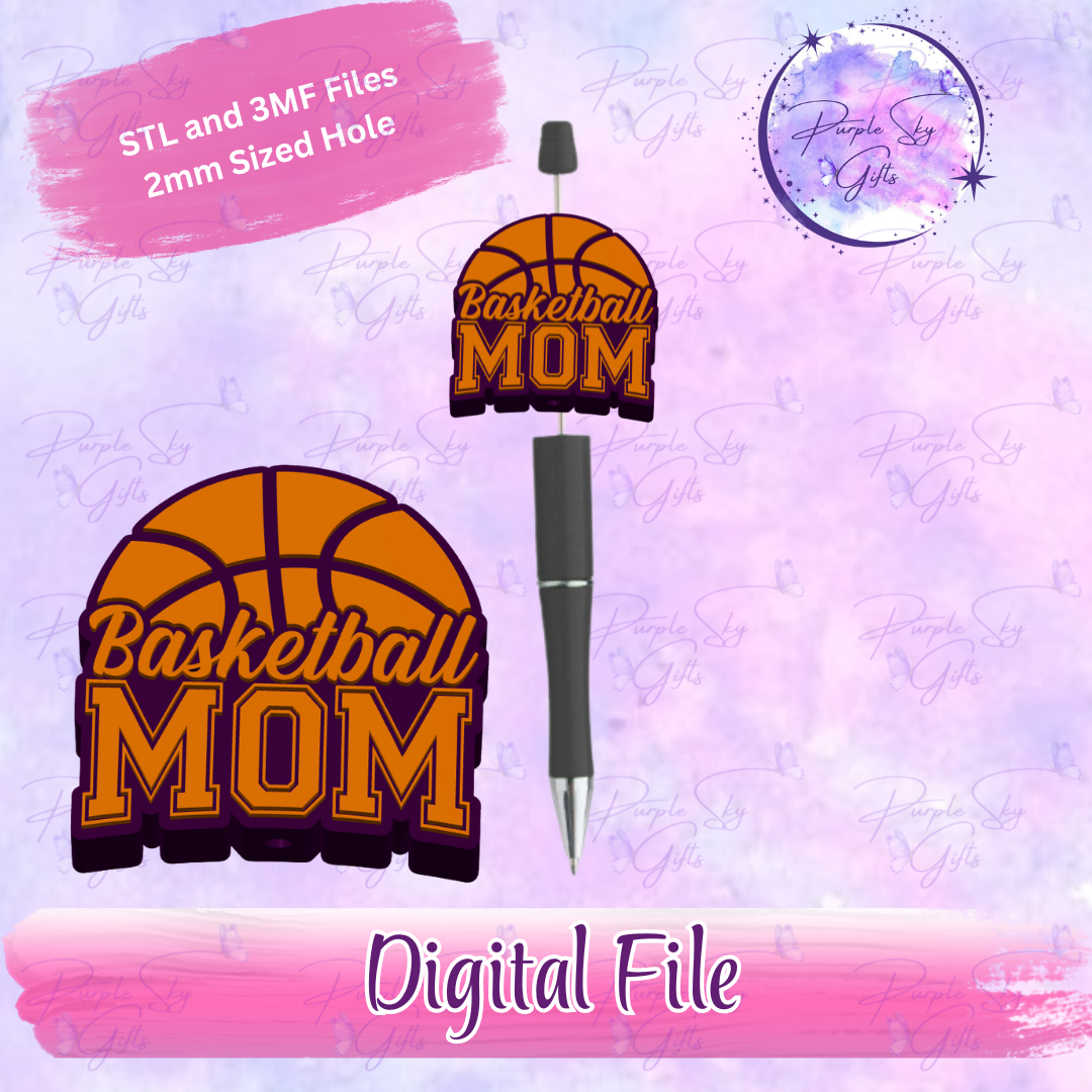 Basketball Mom Focal Bead Digital STL and 3MF Files