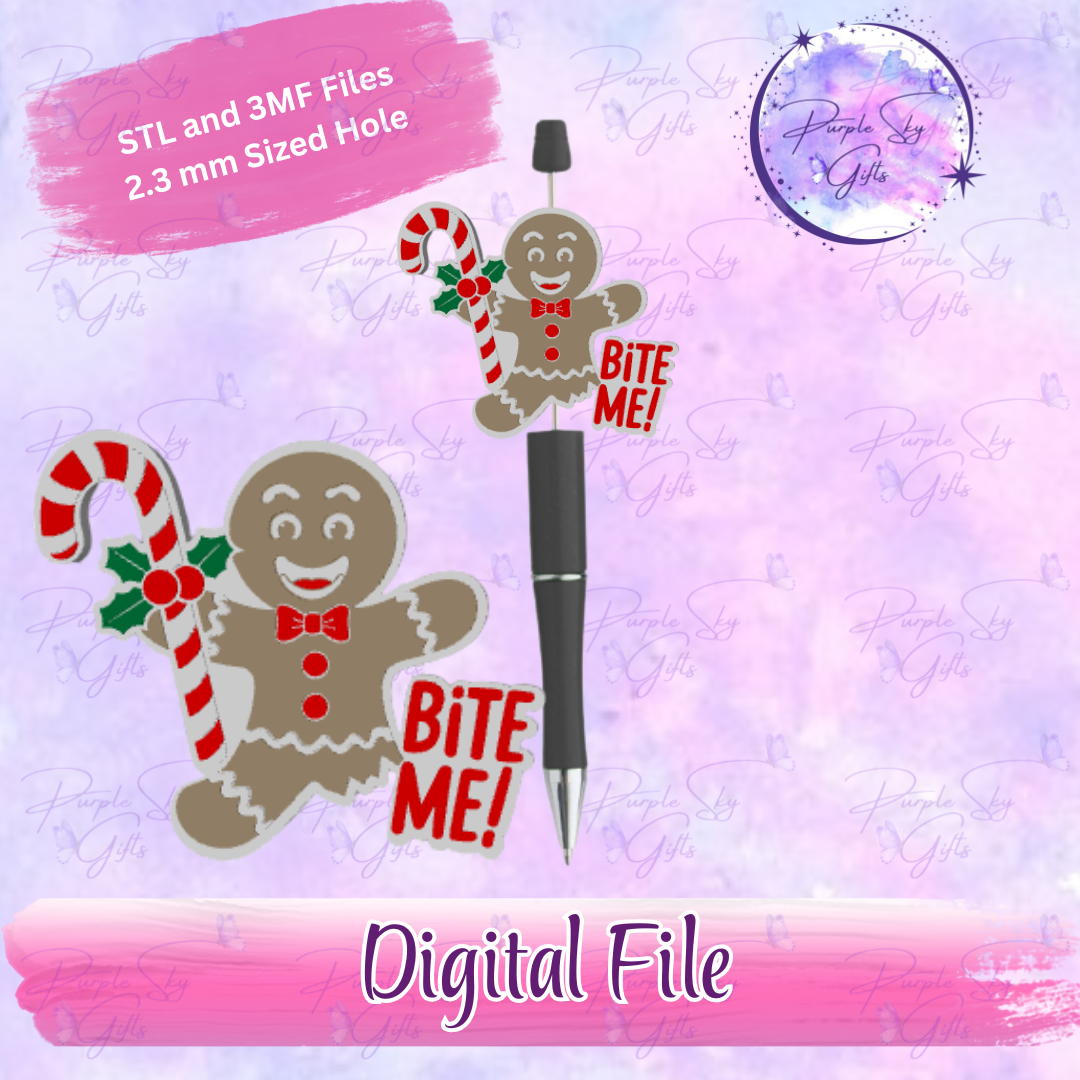 Bite Me Gingerbread Man Focal Bead Digital STL and 3MF Files