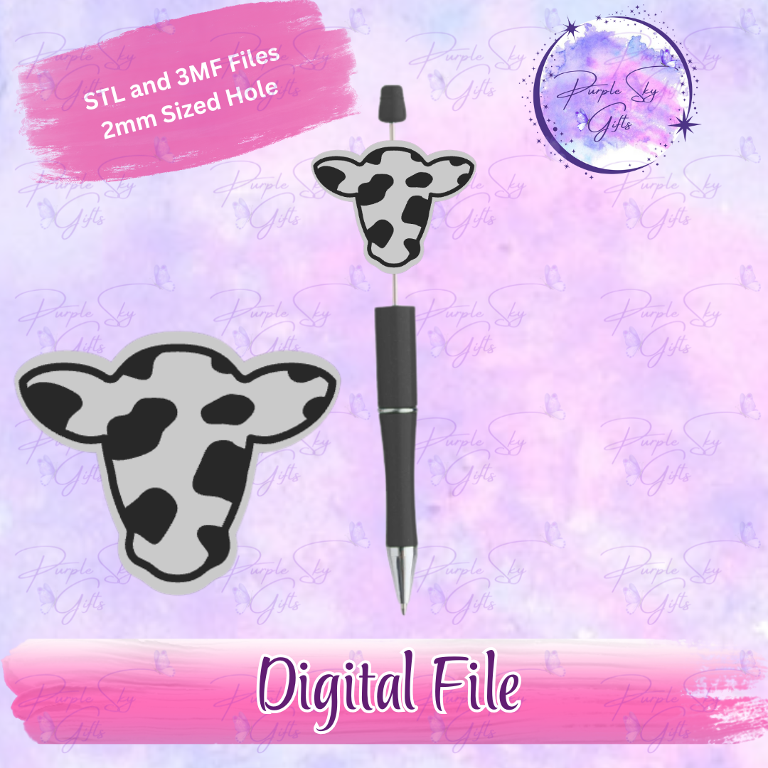 Cow Print Head Focal Bead Digital STL and 3MF Files