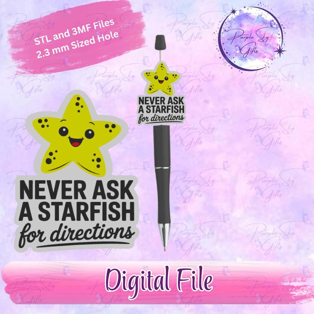 Never Ask A Starfish For Directions Focal Bead Digital STL and 3MF Files