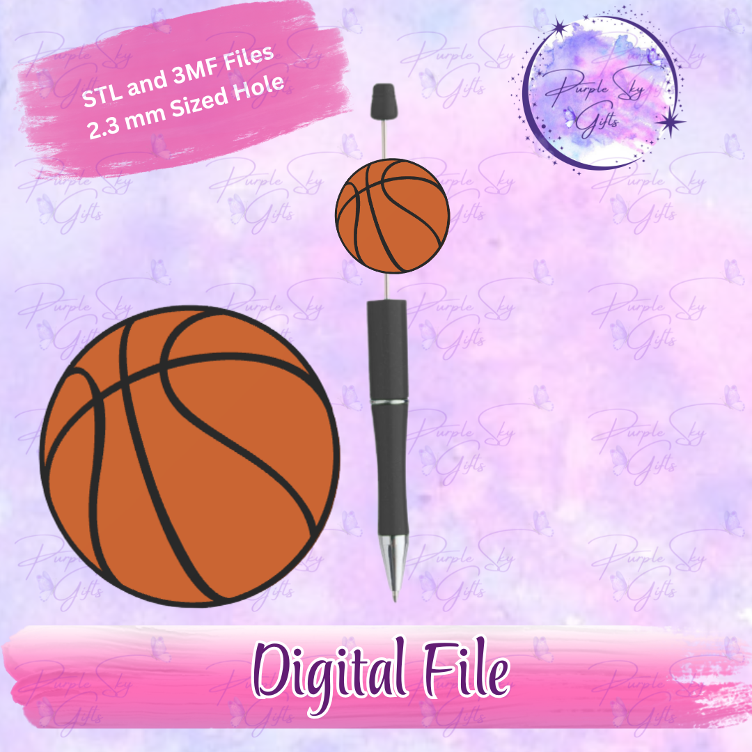 Basketball Focal Bead Digital STL and 3MF Files