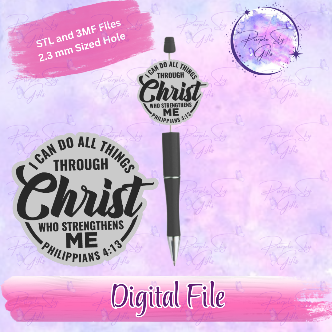 I Can Do All Things Through Christ Focal Bead Digital STL and 3MF Files