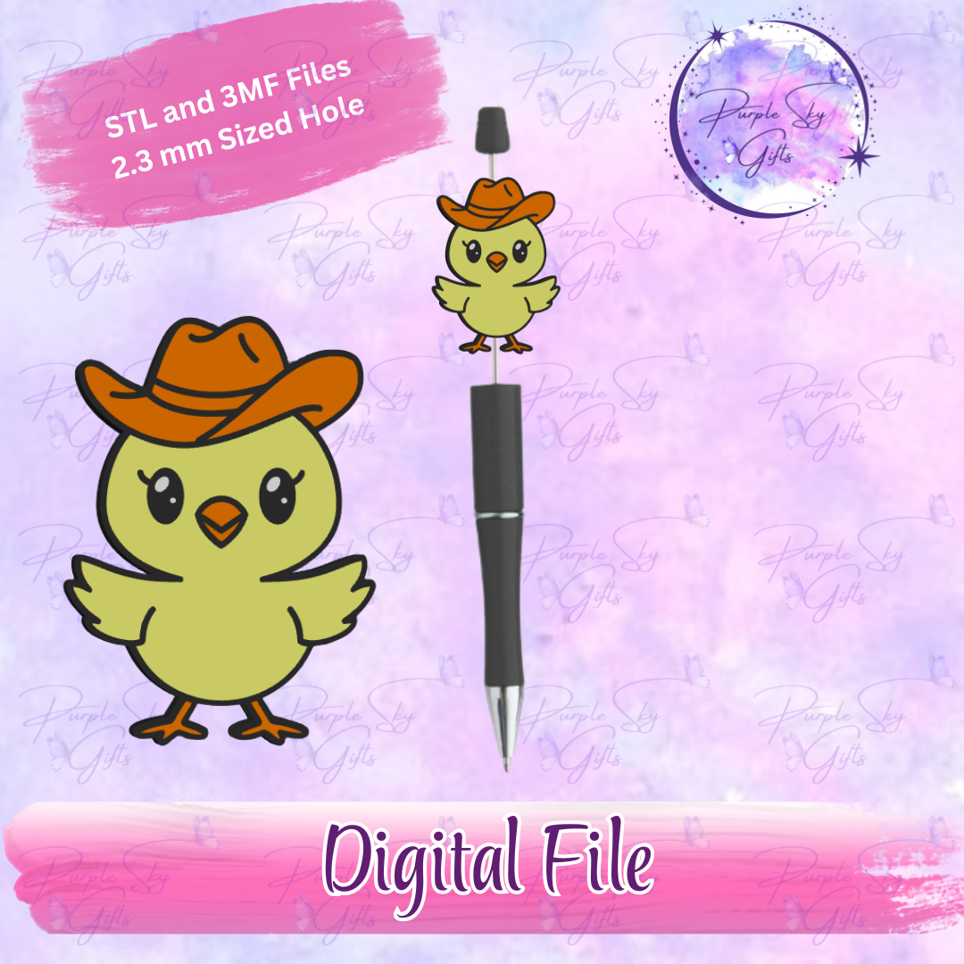 Cowboy Chick Focal Bead Digital STL and 3MF Files