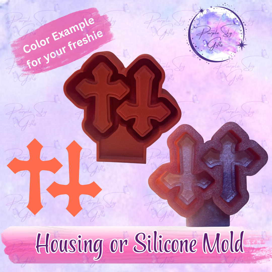 Pointed Cross Vent Clip Sized Freshie Mold Housing or Silicone Mold