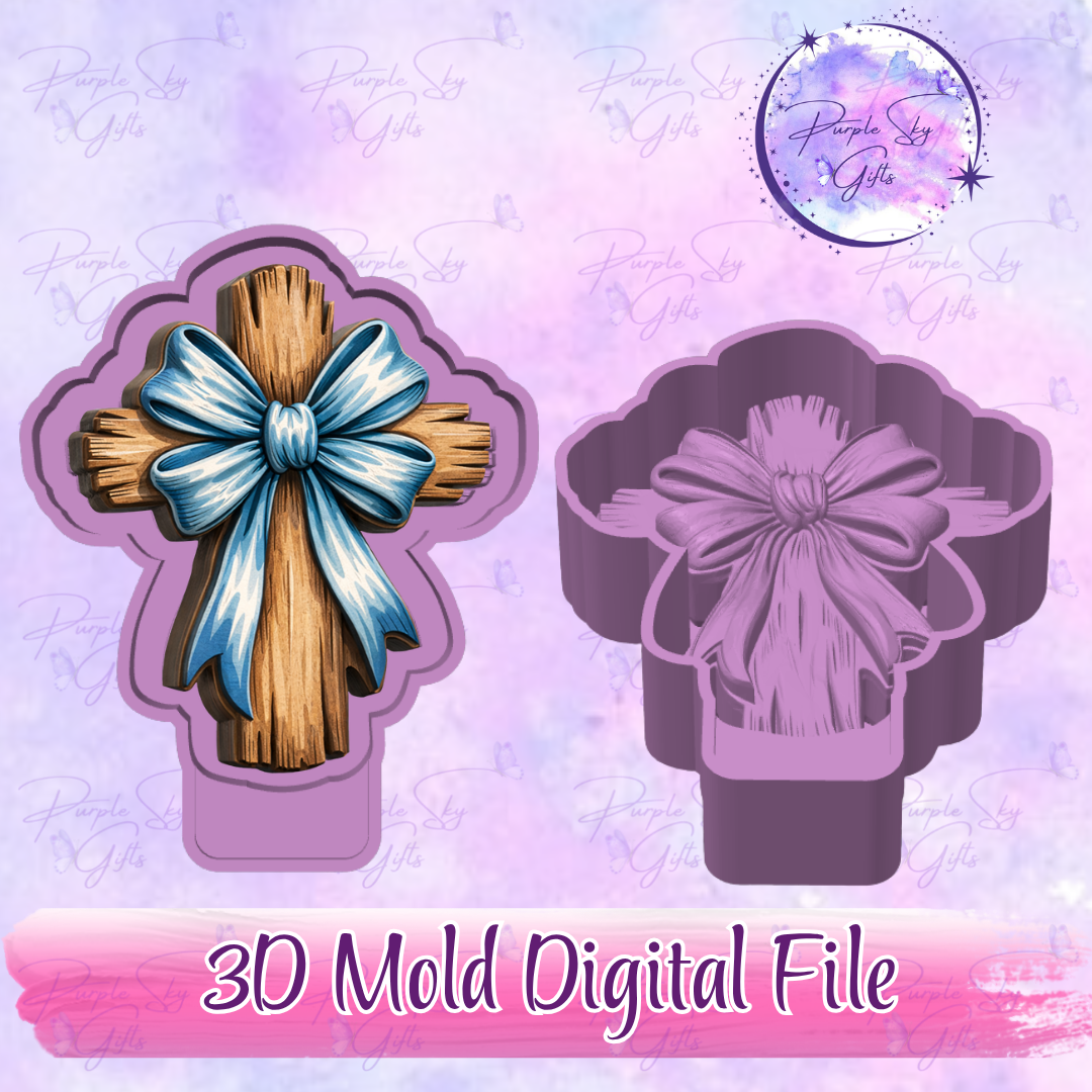 Wooden Cross With Bow 3D Freshie Mold Housing STL Digital File