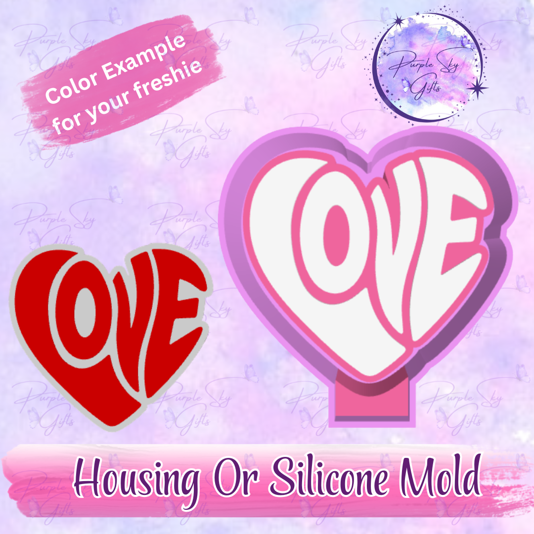 Love Heart Valentine's Freshie Mold Housing or Silicone Mold