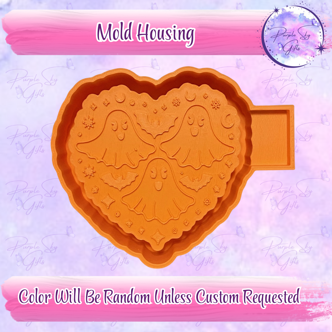 Heart Bats and Ghosts Halloween Housing or Silicone Mold