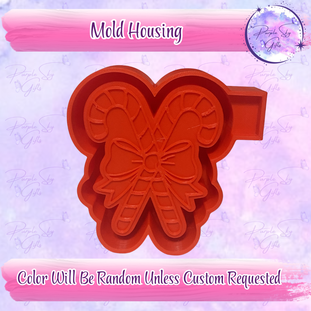 Christmas Candy Canes With Bow Housing or Silicone Mold