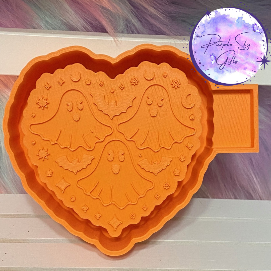 Heart Bats and Ghosts Halloween Housing or Silicone Mold
